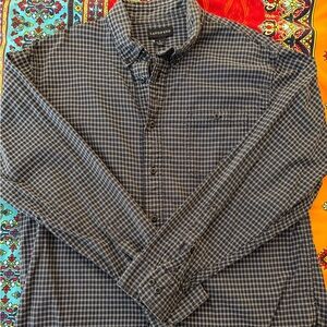Lands' End Men's Navy and White Checkered Shirt.